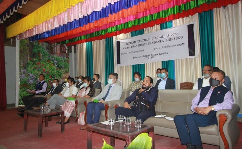 Officials with others during the felicitation programme held to honour Richard Yanthan, IAS organized by Lotha Hoho and Lotha Students Union on September 8. (DIPR Photo)